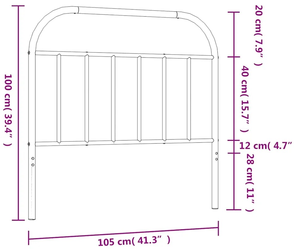 Cabeceira de cama 100 cm metal branco