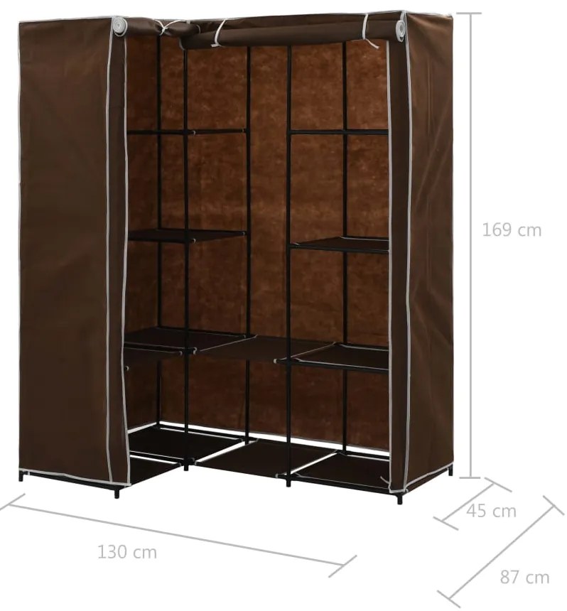 Roupeiro de canto 130x87x169 cm castanho