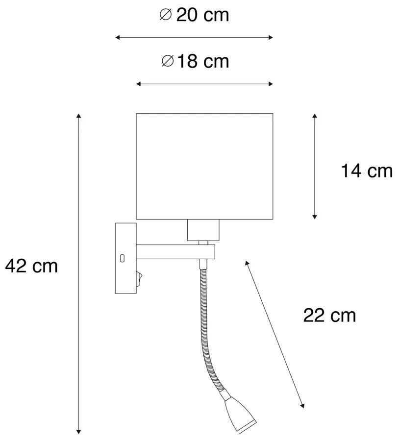 Candeeiro de Parede Bronze com Abajur de Veludo Design Crocodilo 18cm - Brescia Clássico / Antigo,Moderno