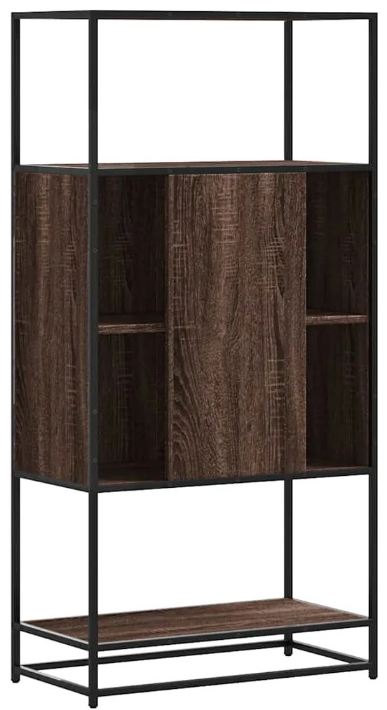 Armário alto 68x35x139 cm madeira e metal carvalho castanho