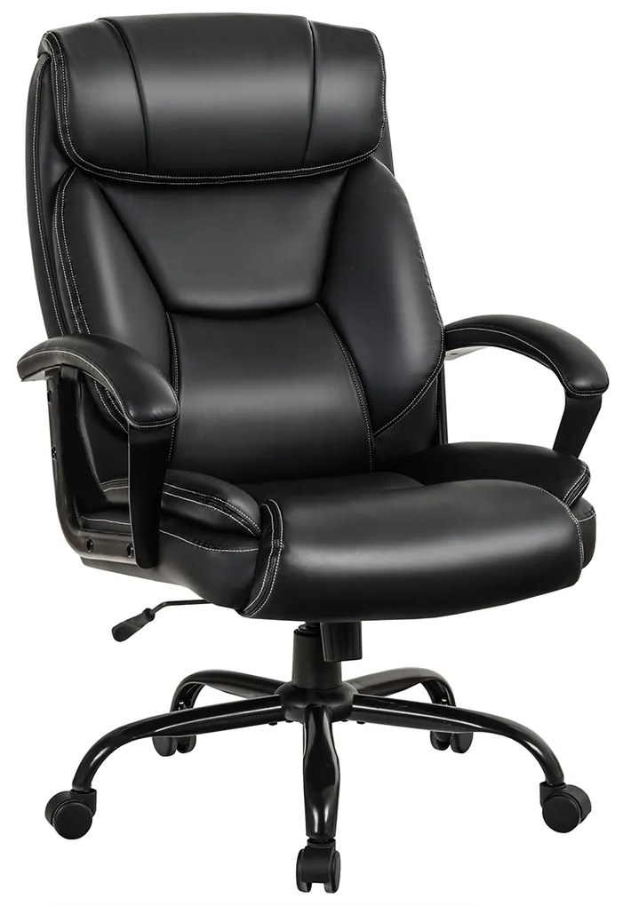 Cadeira de escritório giratória 360° com braços acolchoados para escritório preto 74 x 69 x 117-127 cm