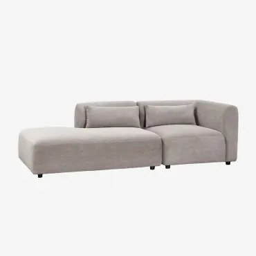 Sofá Modular De Canto Em 2 Peças Com Chaise Longue Esquerda Fogler Bombazina Cinzento Toupeira Claro - Sklum