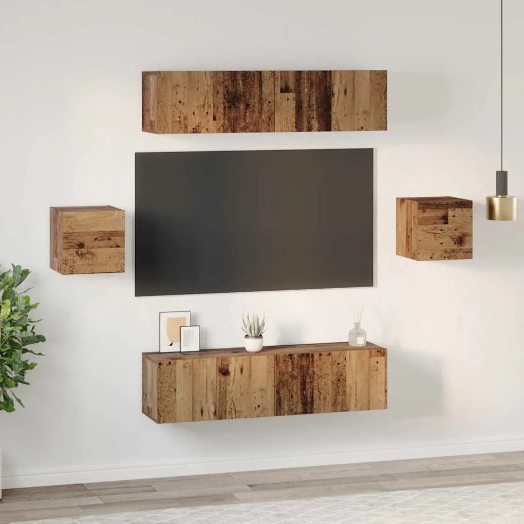 Conjunto de móvel de TV Montado na parede com armazenamento com porta
