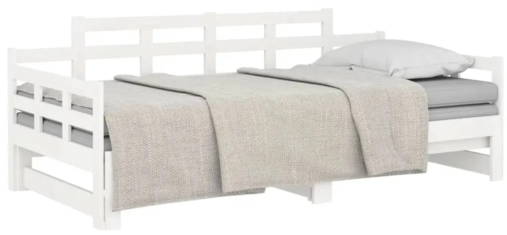 Estrutura sofá-cama de puxar 2x(80x200) cm pinho maciço branco