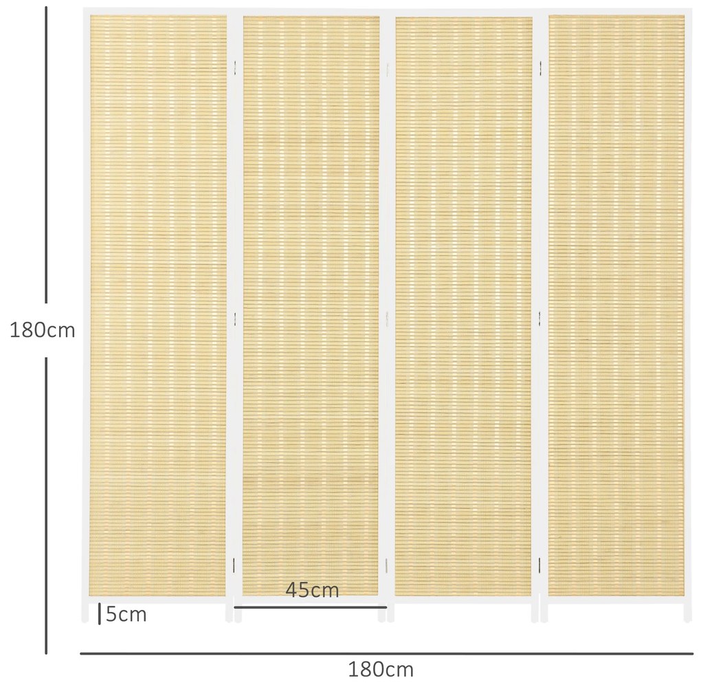 HOMCOM Biombo de 4 Painéis Dobrável 180x180 cm Separador de Ambientes