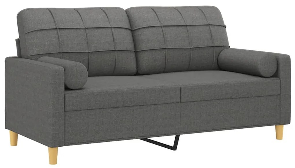 Sofá 2 lugares +almofadas decorativas 140cm tecido cinza-escuro