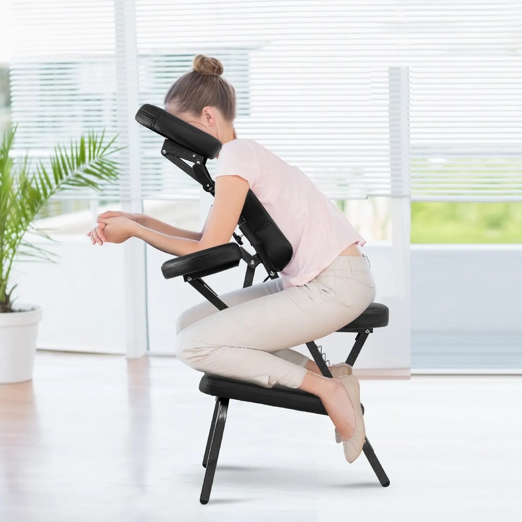 Cadeira de massagem dobrável ajustável em altura ajustável para tatuagens Cadeira de estética para SPA Leve e portátil com saco de transporte 46 x 54,