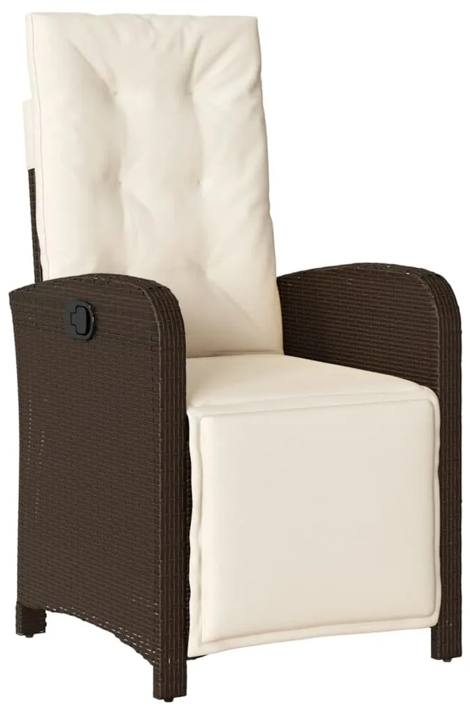 3 pcs conjunto bistrô com almofadões vime PE castanho