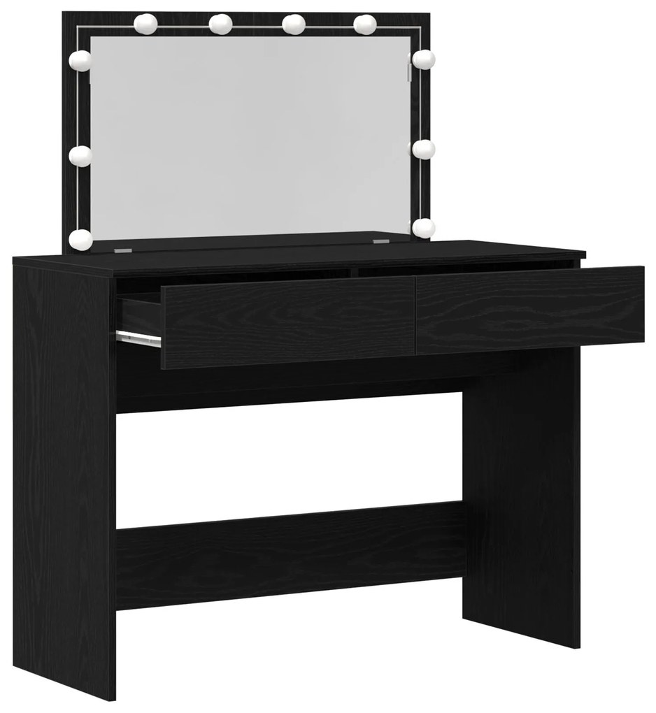 Toucador com LED Carvalho Preto 100x40x120 cm