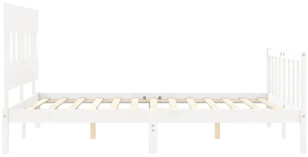 Cama sem colchão 160x200 cm madeira de pinho maciça branco