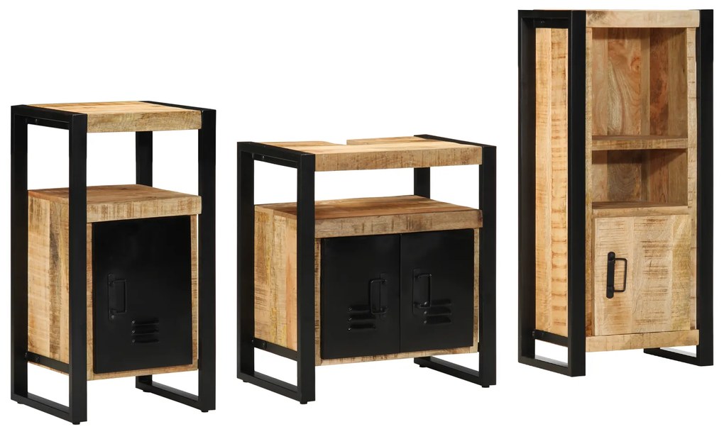 vidaXL Conjunto de Móveis para Banheiro 3 pcs Madeira de manga maciça