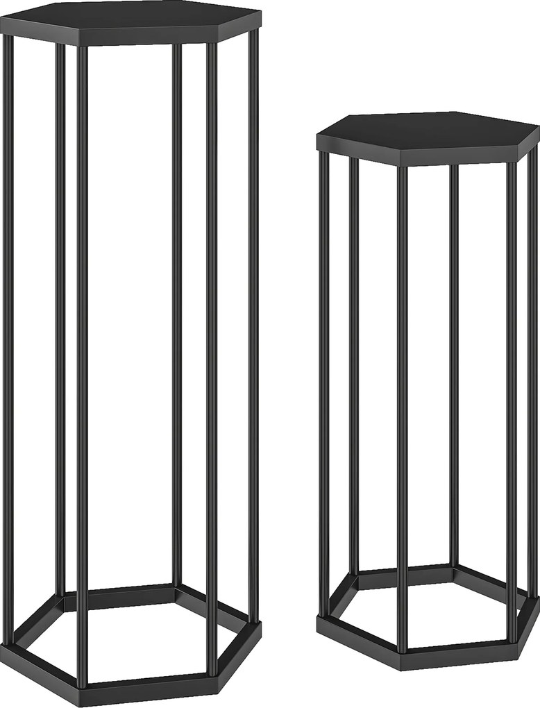 Outsunny Conjunto com 2 Suportes para Plantas para Interior e Exterior, Suporte Hexagonal de Metal para Vasos para Jardim, Terraço, Varanda | Aosom Portugal