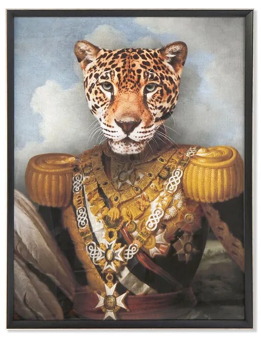 Pintura Dkd Home Decor Cristal Poliéster Papel Leopardo Madeira Mdf (74 X 3 X 97 cm)