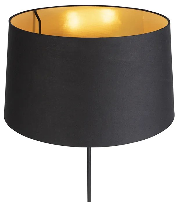 Candeeiro de pé preto com abajur preto 45 cm ajustável - Parte Clássico / Antigo