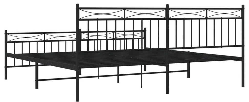 Estrutura de cama com cabeceira e pés 200x200 cm metal preto