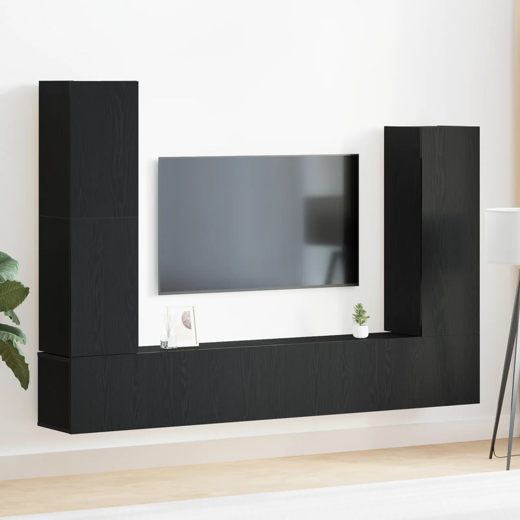 Conjunto de Estante de TV de 4 Peças Montada na Parede em Madeira de C