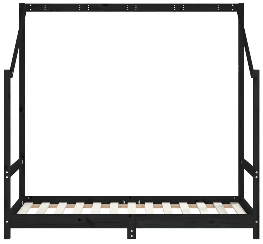 Estrutura de cama infantil 80x160 cm pinho maciço preto