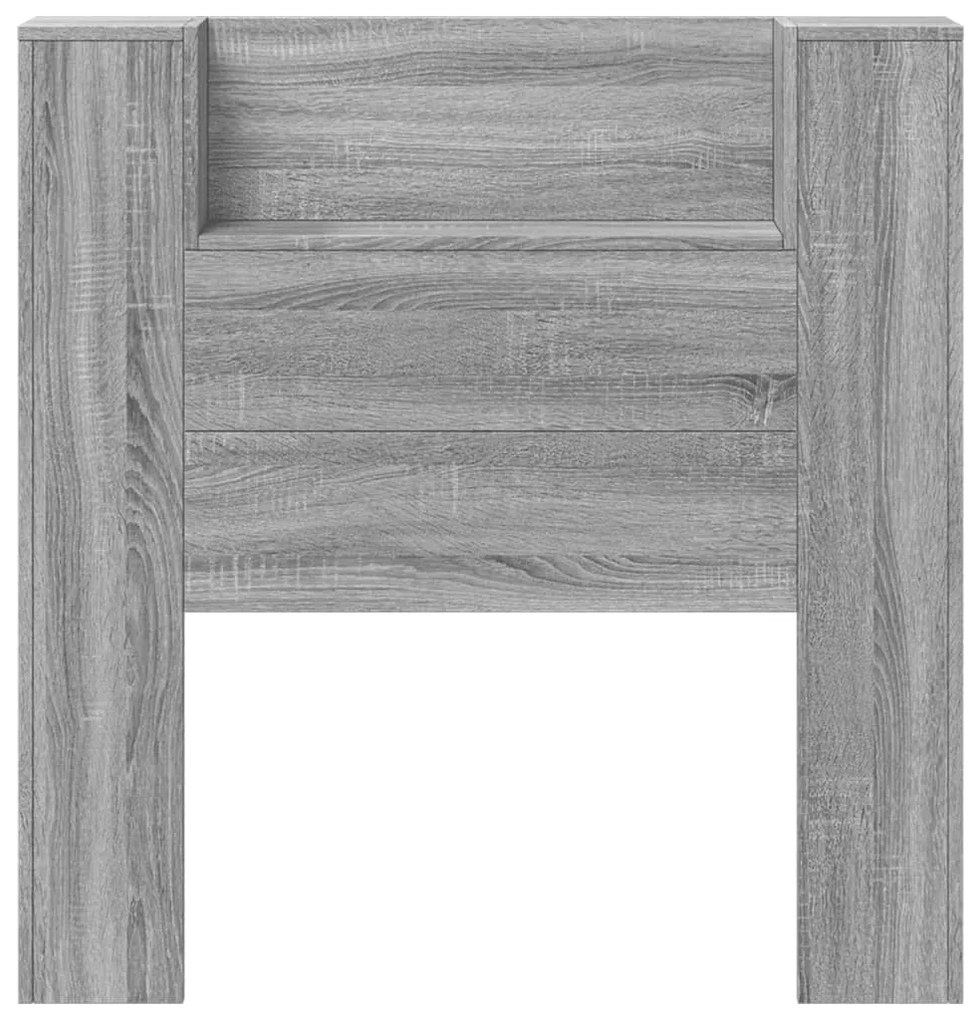 Armário de cabeceira c/ luzes LED 100x16,5x103,5cm cinza sonoma