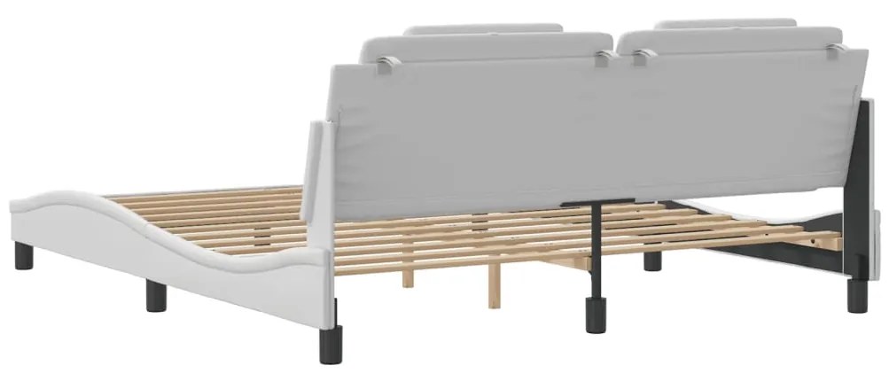 Estrutura cama c/ luzes LED 180x200 cm couro artificial branco
