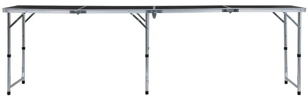 Mesa de campismo dobrável 240x60 cm alumínio cinzento