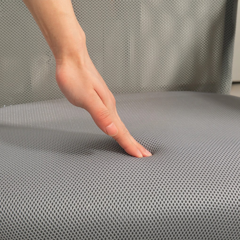 Cadeira de Escritório de Tecido de Malha Encosto para a Cabeça de PU Mecanismo de Inclinação 63x65x109-119 cm Cinza