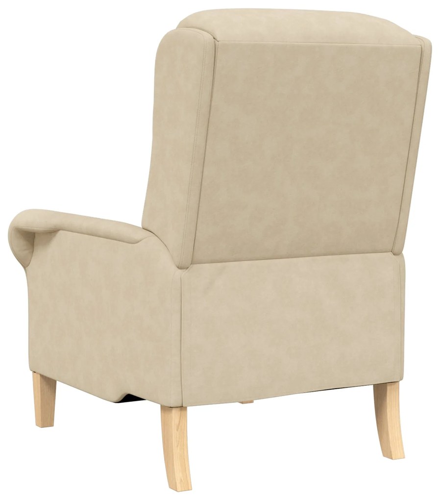 Poltrona Creme Creme Tecido e Madeira Padrão Ergonómica