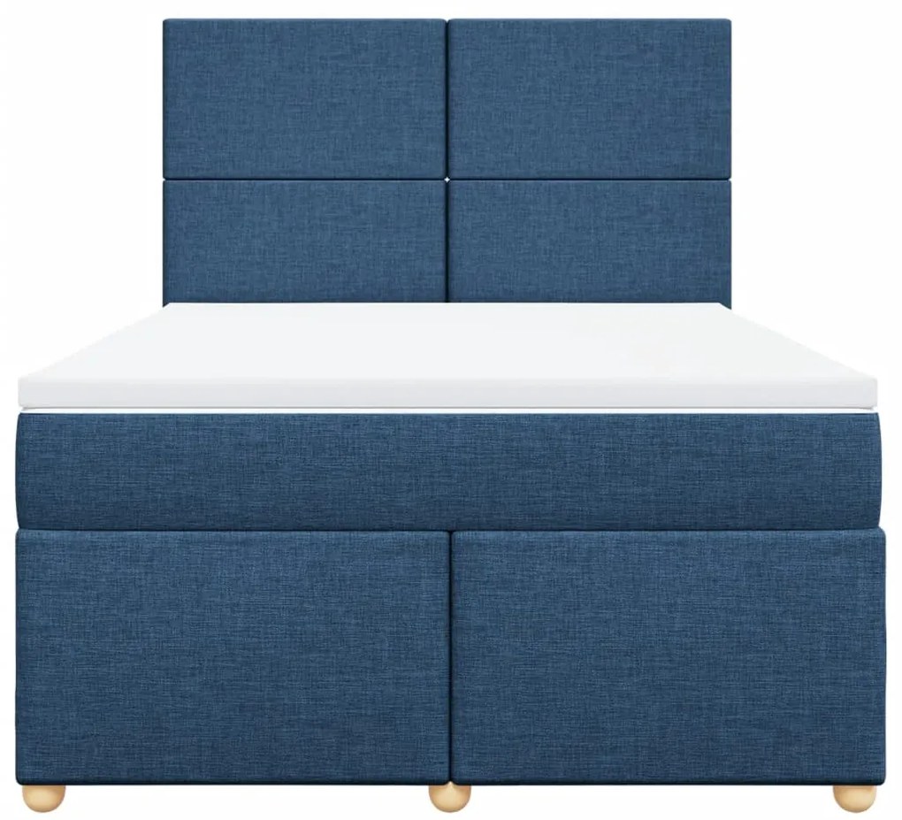 Cama com molas/colchão 160x200 cm tecido azul