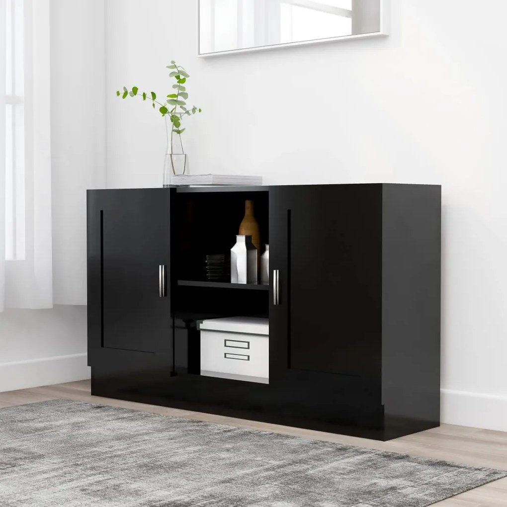 802778 vidaXL Aparador 120x30,5x70 cm contraplacado preto