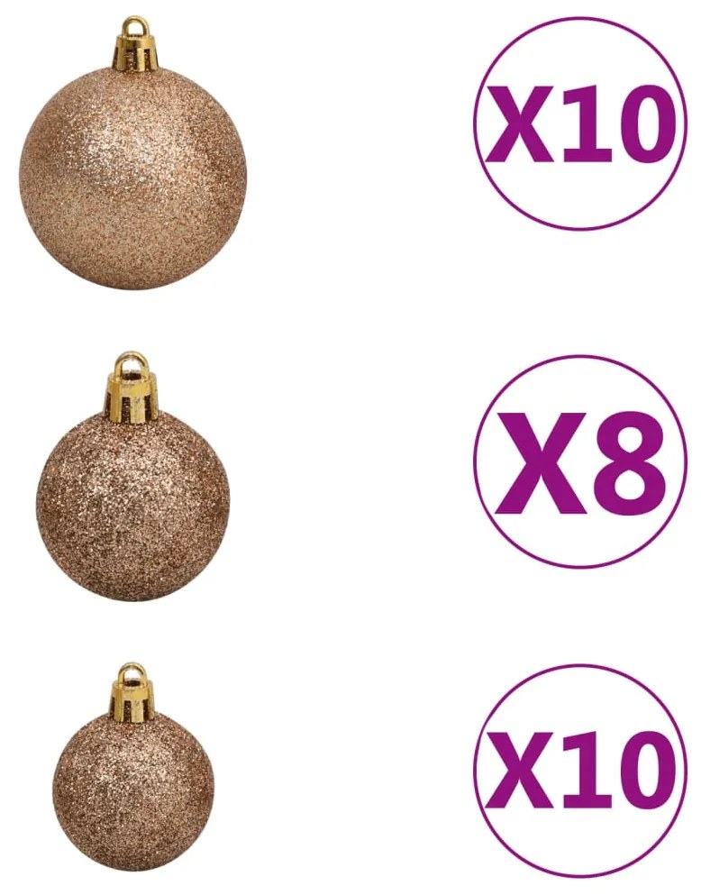 Árvore Natal artificial c/ 300 luzes LED, bolas e neve 240 cm