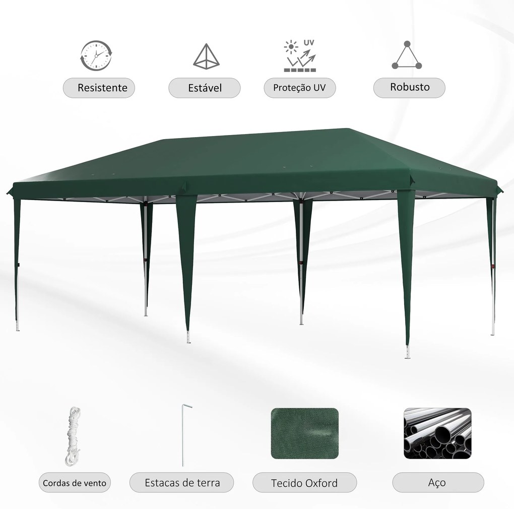 Outsunny Tenda para Festas 6x3 m Tenda de Jardim com Altura Ajustável