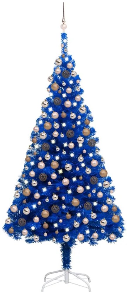 vidaXL Árvore Natal artificial pré-iluminada c/ bolas 240cm PVC azul