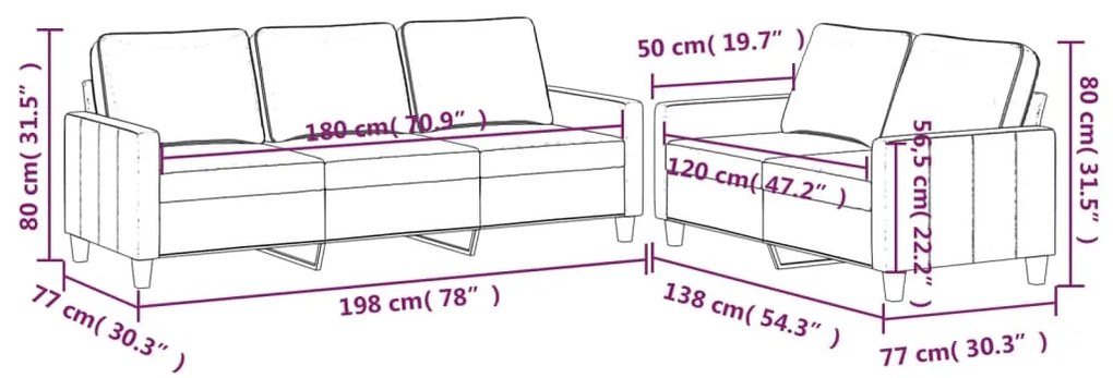 2 pcs conjunto de sofás com almofadões veludo cinzento-claro