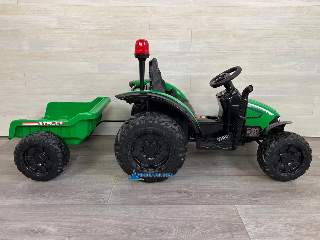 Trator Electrico para crianças Electrico Peketrac 9100 com Comando 2.4G e Reboque Verde