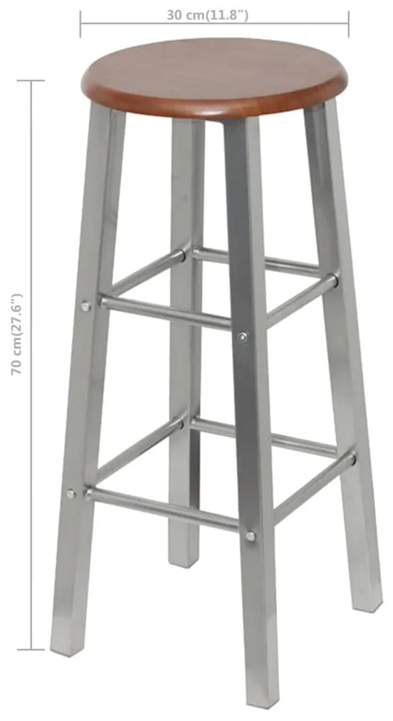 Bancos de bar 4 pcs MDF prateado e castanho