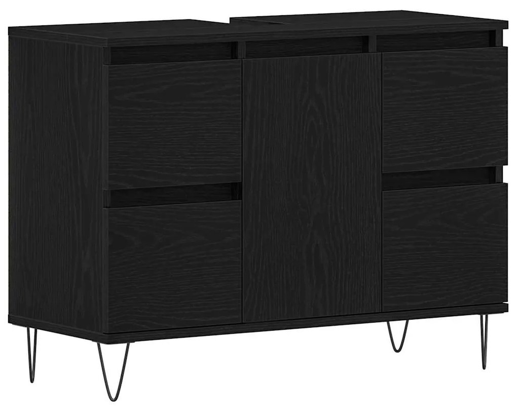 Gabinete de Pia de Banheiro vidaXL Carvalho Preto 80x33x60 cm Madeira