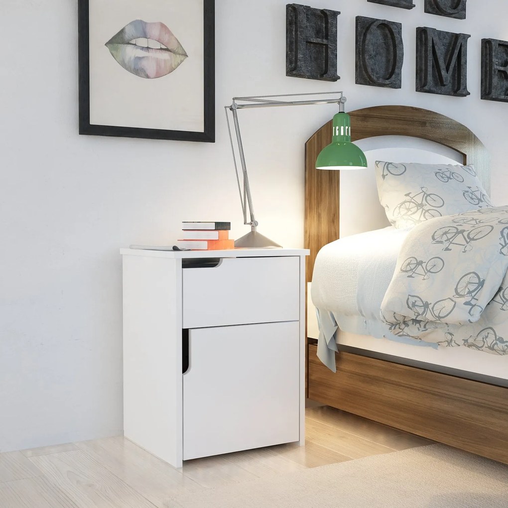 Mesa de Cabeceira Asra – Branco – 45x60x40 cm