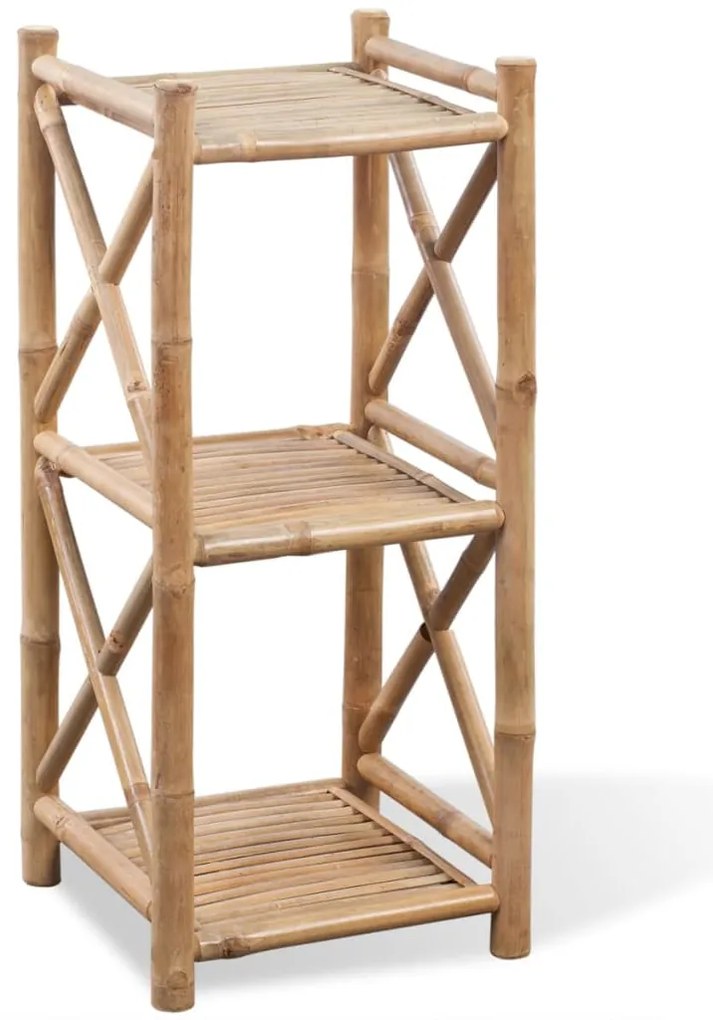 Estante de bambu quadrada com 3 prateleiras
