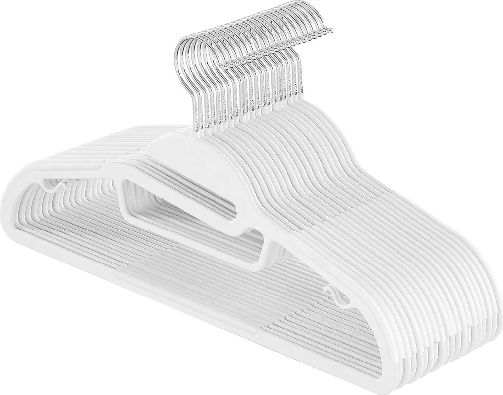 Conjunto de 20 Cabides de plástico, com abertura em forma de U brancos