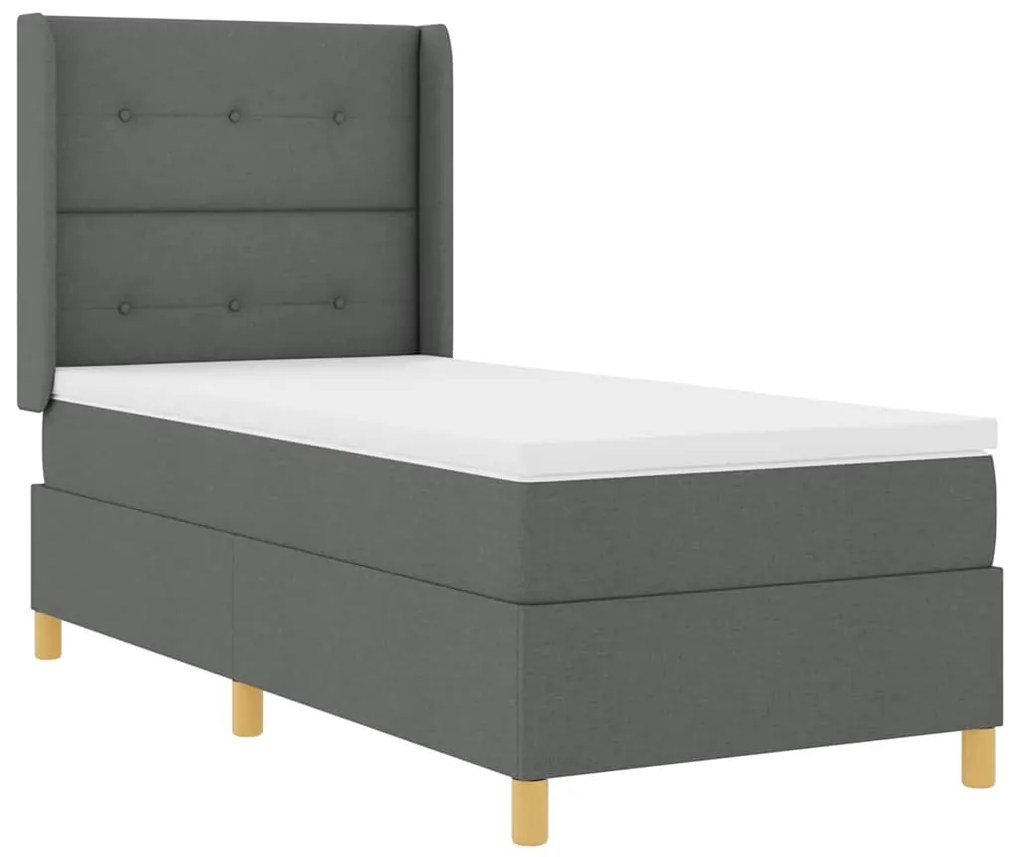 Cama Box com Colchão e LED vidaXL Cinza Escuro 90x200 cm Tecido