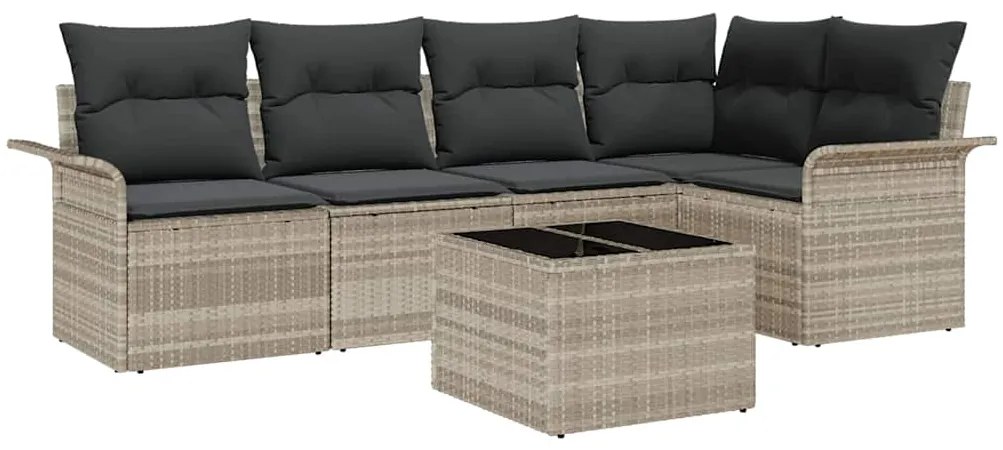 Conjunto de Sofá de 6 Peças com Almofadas Cinza Vime PE