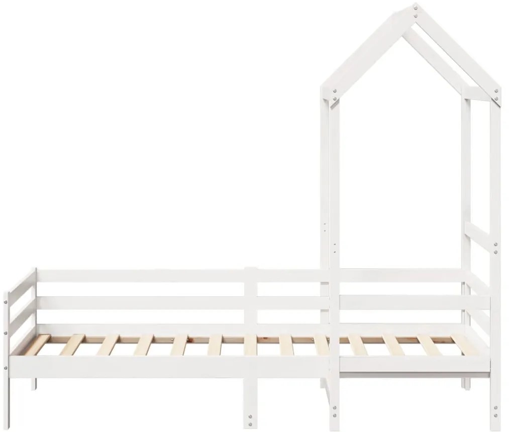 Sofá-cama com telhado 90x200 cm madeira de pinho maciça branco