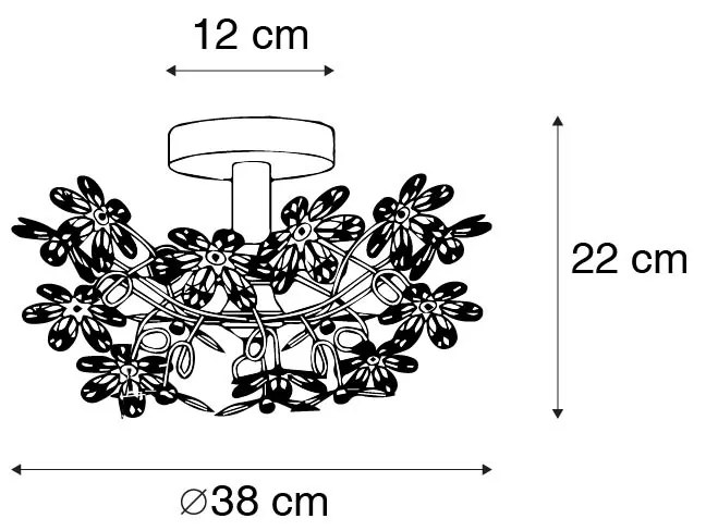 Plafon Cromado com Flores de Plástico Multicoloridas 38cm - Fiore Art Deco,Clássico / Antigo,Country / Rústico,Moderno