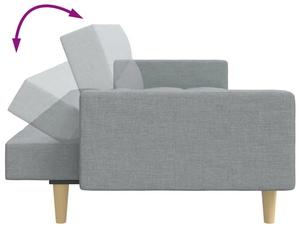 Sofá-cama de 2 lugares c/ apoio de pés tecido cinzento-claro