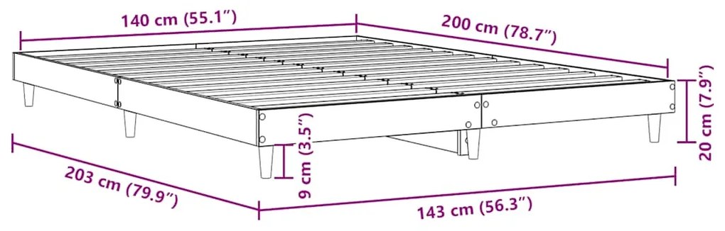 Estrutura cama s/ colchão derivados de madeira carvalho sonoma