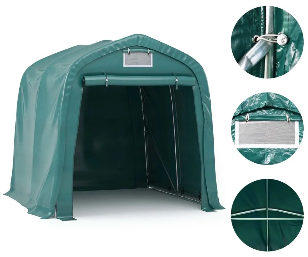 Tenda de garagem em PVC 2,4x2,4 m verde