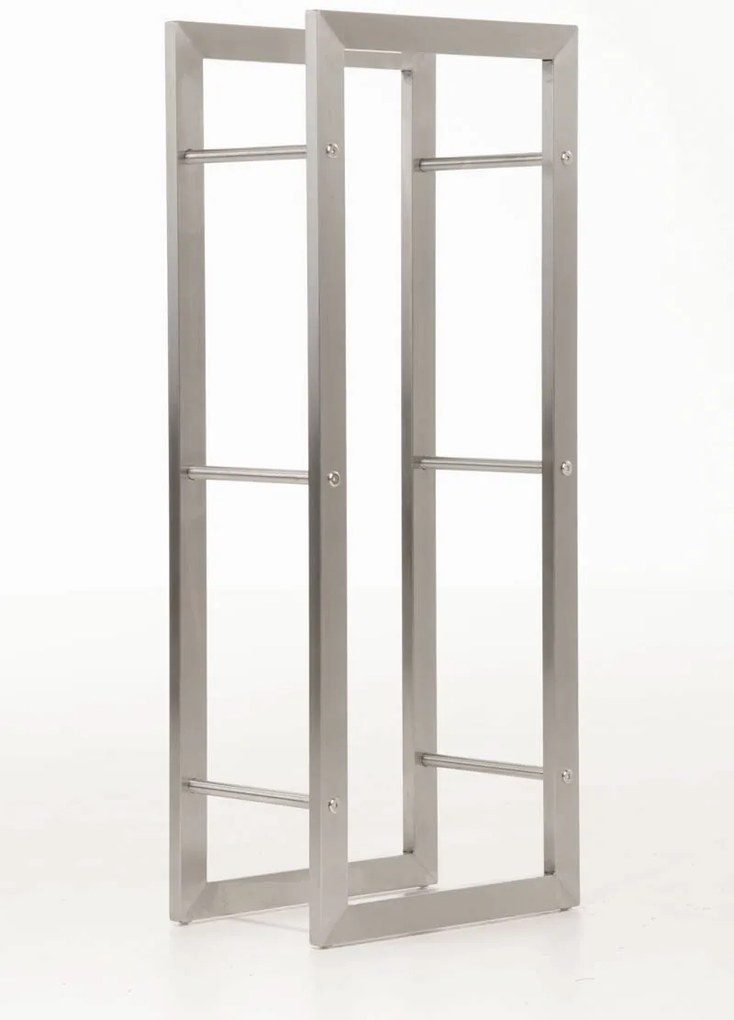 Suporte para lenha Keri em aço inoxidável 60 x 150 x 25 cm Prateado
