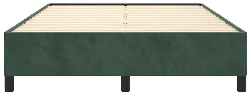 Estrutura de cama sem colchão 140x200 cm veludo verde-escuro