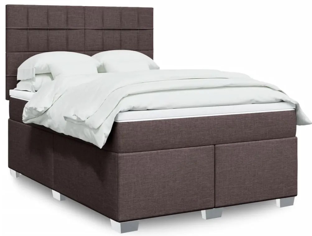 vidaXL Cama com molas/colchão 160x200 cm tecido castanho-escuro