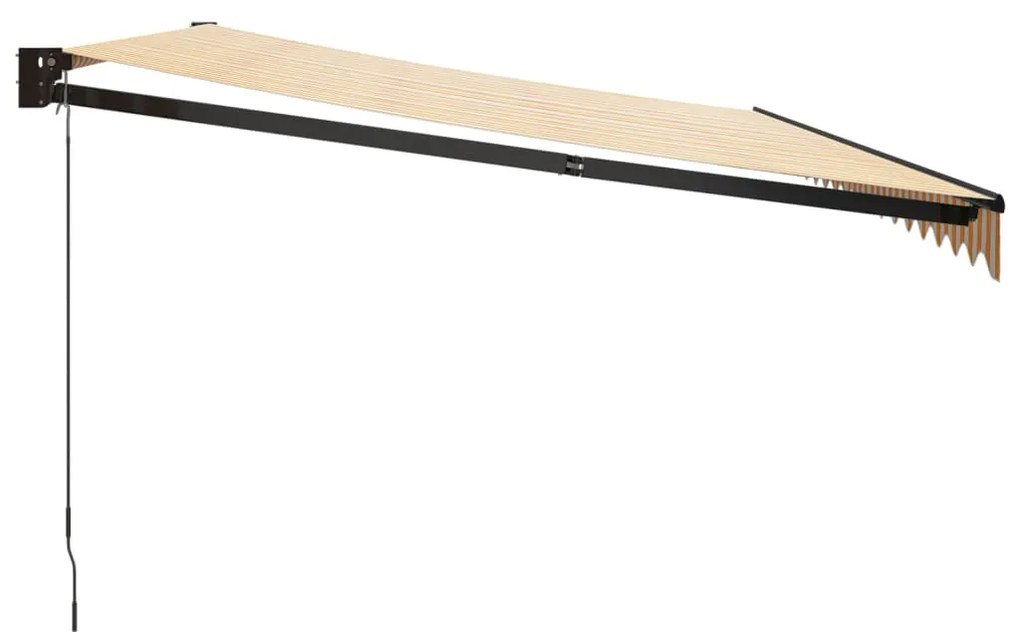 Toldo retrátil 5x3 m tecido e alumínio amarelo e branco