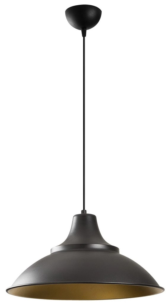 Candeeiro de Teto Saglam – Preto e Dourado – Diâmetro 44 cm, Altura 12